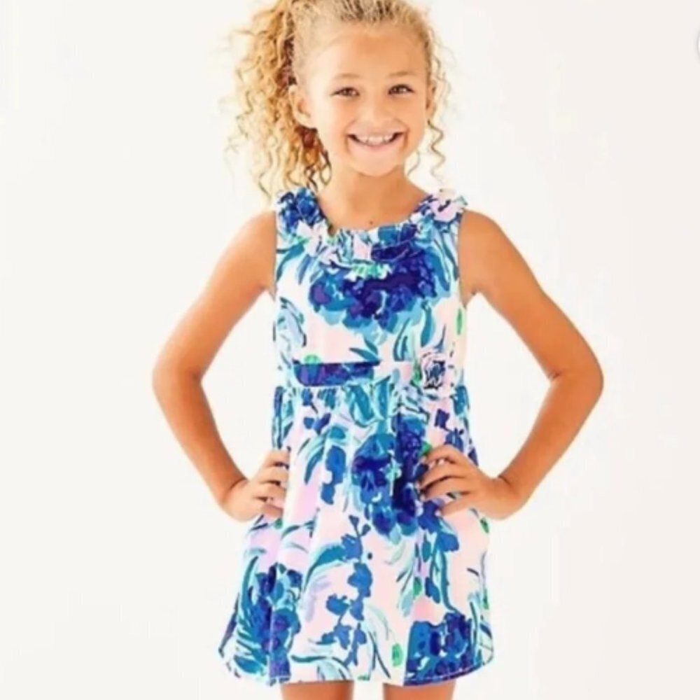 Lilly Pulitzer Girls Georgina dress Pink Tropics Tint Sweet Pea Floral size 12
